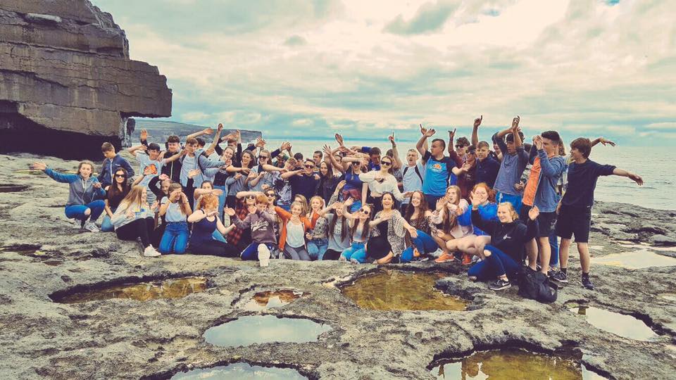 Students at the Irish language college Colaiste O Direain Aran Islands